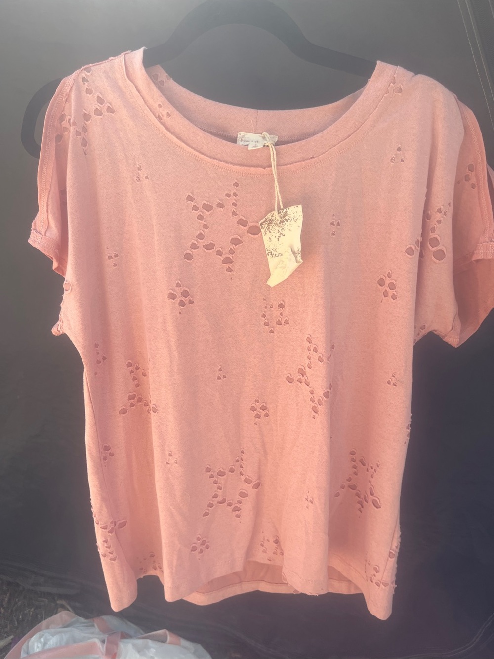 Hem & Thread Blush Pink Eyelet Star Short Sleeve Tee